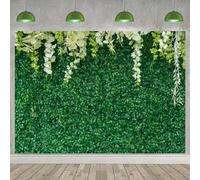 Hnmdmyi 8x6FT Greenery Backdrop Nature Green Leaves White Flowers Photography Background Bridal Baby Shower Birthday Wedding Party Decorations Banner Photo Booth Props
