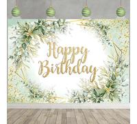 Hnmdmyi 9x6FT Happy Birthday Backdrop Greenery Eucalyptus Leaves Gold Dots Photography Background Women Girls Birthday Party Decorations Banner Photo Booth Props