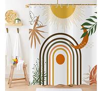 Hnmdmyi Boho Shower Curtain 120x200, Mid Century Abstract Leaf Arch Sun Moon White Bathroom Curtains Modern Minimalist Geometric Aesthetic Art Waterproof Fabric Washable Bath Curtains with Hooks