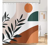 Hnmdmyi Boho Shower Curtain 180x180, Mid Century Abstract Eucalyptus Leaves Sun Terracotta Bathroom Curtains Modern Aesthetic Minimalist Art Waterproof Polyester Fabric Washable Bath Curtains