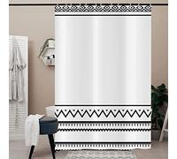 Hnmdmyi Boho Shower Curtain 180x200, Black and White Shower Curtains Farmhouse Geometric Tribal Bohemain Bathroom Curtains with Hooks Waterproof Polyester Fabric Washable Bath Curtains for Wet Room