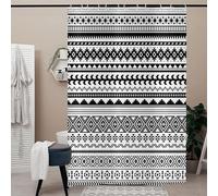 Hnmdmyi Boho Shower Curtain 90x180, Black and White Shower Curtains Farmhouse Geometric Tribal Bohemain Bathroom Curtains with Hooks Waterproof Polyester Fabric Washable Bath Curtains for Wet Room