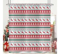 Hnmdmyi Christmas Shower Curtain 120x200, Red Deer Xmas Tree Green Snowflake Shower Curtains Merry Christmas Winter Holiday Bathroom Curtains Waterproof Polyester Fabric Washable Bath Curtains