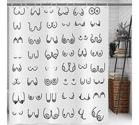 Hnmdmyi Funny Shower Curtain 180x220, Black and White Shower Curtains Abstract Fun Boobs Nude Female Body Hilarious Art Bathroom Curtains with Hooks Waterproof Polyester Fabric Washable Bath Curtains