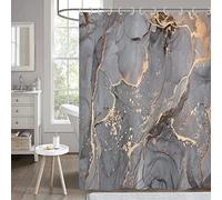 Hnmdmyi Grey Marble Shower Curtain 90x180, Glitter Shower Curtains Gold Crack Abstract Modern Luxury Art Bathroom Curtains with Hooks Waterproof Polyester Fabric Washable Bath Curtains for Wet Room