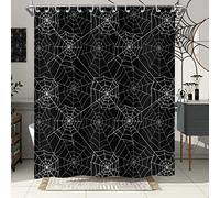 Hnmdmyi Halloween Shower Curtain 90x180, Black White and Grey Horror Scary Spider Web Bathroom Curtains with Hooks Funny Simple Holiday Waterproof Polyester Fabric Washable Bath Curtains for Wet Room