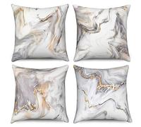 Hnmdmyi Marble Cushion Covers 50 x 50 cm Set of 4, Grey and White Abstract Marble Texture Ink Decorative Throw Pillow Covers Modern Luxury Art Linen Pillowcases for Sofa Couch Bed Outdoor Home Decor