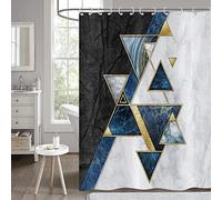 Hnmdmyi Marble Shower Curtain 180x180, Abstract Modern Navy Blue Black Gold Luxury Art Geometric Texture Bathroom Curtains with Hooks Waterproof Polyester Fabric Washable Bath Curtains for Wet Room