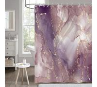 Hnmdmyi Marble Shower Curtain 180x180, Abstract Pink Purple Gold Glitter Bathroom Curtains Modern Luxury Ombre Crystal Texture Ink Art Waterproof Polyester Fabric Washable Bath Curtain with Hooks