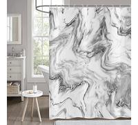 Hnmdmyi Marble Shower Curtain 180x180, Grey White Shower Curtains Abstract Modern Luxury Art Decorative Bathroom Curtains with Hooks Waterproof Polyester Fabric Washable Bath Curtains for Wet Room