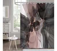 Hnmdmyi Marble Shower Curtain 180x200, Black Pink Glitter Gradient Luxury Abstract Marble Bathroom Curtains Modern Watercolor Texture Ink Art Waterproof Polyester Fabric Washable Bath Curtains