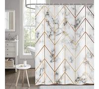 Hnmdmyi Marble Shower Curtain 240x180, Grey and White Shower Curtains Gold Geometric Line Abstract Modern Luxury Art Bathroom Curtains Waterproof Polyester Fabric Washable Bath Curtains with Hooks