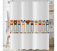 Hnmdmyi Math Shower Curtain 120x180, Colorful Cartoon Animals Multiplication Table 1 to 10 Educational Learning Study for Kids Classroom Bathroom Curtains Waterproof Fabric Washable Bath Curtains