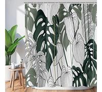 Hnmdmyi Tropical Leaf Shower Curtain 165x180, Dark Green Palm Leaves Shower Curtains Abstract Jungle Plant Botanical Bathroom Curtains Waterproof Polyester Fabric Washable Bath Curtains with Hooks
