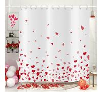 Hnmdmyi Valentine's Day Shower Curtain 120x180, Watercolor Falling Red Love Hearts Bathroom Shower Curtains Waterproof Polyester Fabric Washable Wet Room Bath Curtains with Hooks