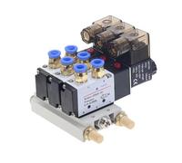 HNMHPGVWD 1pcs 3Way 4V210-08 Pneumatic DC12V DC24V AC110 AC220 Triple Solenoid Valve w Base Push In Connectors Silencer 1/4"(12mm Fittings,AC110V)