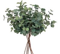 HNNFMY 6 Bunches Artificial Flowers Green Artificial Eucalyptus Stems,Faux Silk Eucalyptus Branch Fake Green Foliage Greenery Stem for Flower Arrangement Wedding Centerpiece Decor