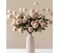 HNNFMY Beige Artificial Flowers 5PCS Long Stems Faux Silk Pompon Mums Flower Bulk, Silk Small Mini Chrysanthemum For DIY Champagne Wedding Centerpieces Floral Arrangements Vase Fillers