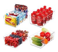 HNNJCK Set of 4 Kitchen Storage Box Organiser with 16 Compartments, Fridge Organiser Drawers System for Kitchen Tea Spice Storage Cabinet Tea Bags Apothecary