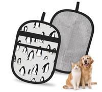 Hnnkloy A Plethora Of Penguins, 2 Pack Pet Hair Removal Gloves For Bed,Carpet,Clothes,Sofa,Static Grooming Glove For Dogs & Cats