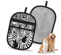 Hnnkloy Abstract Animal Zebra Print, 2 Pack Pet Hair Removal Gloves For Bed,Carpet,Clothes,Sofa,Static Grooming Glove For Dogs & Cats