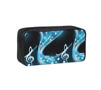 Hnnkloy Abstract Blue Free Neon Light Music Notes, Big Capacity Pencil Case Portable Pen Pouch Stationery Bag for School Office