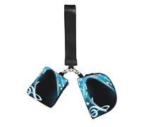 Hnnkloy Abstract Blue Free Neon Light Music Notes, Outdoor Sports Wrist Bag, Portable Coin Purse, Dual Pouch Wristlet Wallets with Detachable Keychain