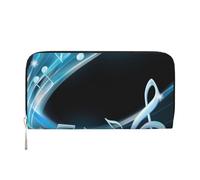 Hnnkloy Abstract Blue Free Neon Light Music Notes, PU Leather Wallets Large Capacity Clutch Wallet for Men Women