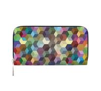 Hnnkloy Abstract Color Cubes Purple Print, PU Leather Wallets Large Capacity Clutch Wallet for Men Women