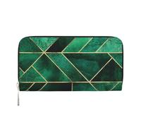 Hnnkloy Abstract Nature Emerald Green Shams, PU Leather Wallets Large Capacity Clutch Wallet for Men Women