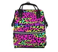 Hnnkloy Abstract Neon Bright Geometric Pattern, Large Capacity Mummy Backpack Diaper Bag Travel Backpack for Outdoor