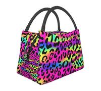 Hnnkloy Abstract Neon Bright Geometric Pattern, Portable Lunch Bag, Insulated Tote Bag Durable Lunch Box Reusable Cooler Bag