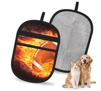Hnnkloy American Football In Fire, 2 Pack Pet Hair Removal Gloves For Bed,Carpet,Clothes,Sofa,Static Grooming Glove For Dogs & Cats