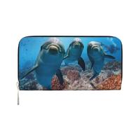 Hnnkloy Animal Funny Dolphin Printed, PU Leather Wallets Large Capacity Clutch Wallet for Men Women
