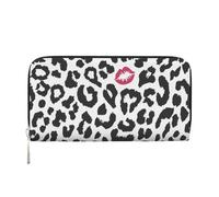 Hnnkloy Animal Print with Kiss Shape, PU Leather Wallets Large Capacity Clutch Wallet for Men Women