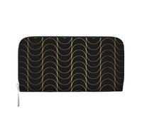 Hnnkloy Art Deco Pattern Seamless Black and Gold, PU Leather Wallets Large Capacity Clutch Wallet for Men Women