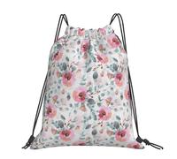Hnnkloy Australian Flora Watercolor Eucalyptus And Blush Flowers, Drawstring Backpack Unisex Sport Gym Bag Casual Daypack Drawstring Sackpack