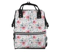 Hnnkloy Australian Flora Watercolor Eucalyptus And Blush Flowers, Large Capacity Mummy Backpack Diaper Bag Travel Backpack for Outdoor