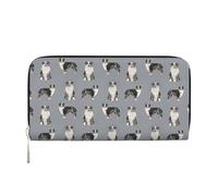 Hnnkloy Australian Shepherd Blue Merle Dog Simple Grey, PU Leather Wallets Large Capacity Clutch Wallet for Men Women