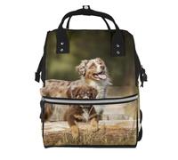 Hnnkloy Australian Shepherd Dogs Aussie Brown Dogs, Large Capacity Mummy Backpack Diaper Bag Travel Backpack for Outdoor