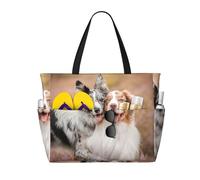 Hnnkloy Australian Shepherd Dogs Couple Dogs Aussies, Large Capacity Beach Bag Travel Shoulder Bag For Women - Waterproof Tote Handbag