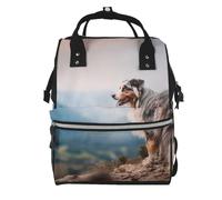 Hnnkloy Australian Shepherd Mountains Aussie Pets Dogs, Large Capacity Mummy Backpack Diaper Bag Travel Backpack for Outdoor