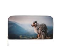 Hnnkloy Australian Shepherd Mountains Aussie Pets Dogs, PU Leather Wallets Large Capacity Clutch Wallet for Men Women