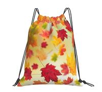 Hnnkloy Autumn Maple Leaves Falling Golden Leaf Harvest Orange Red Yellow, Drawstring Backpack Unisex Sport Gym Bag Casual Daypack Drawstring Sackpack