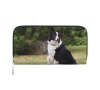 Hnnkloy Bad Dog Border Collie, PU Leather Wallets Large Capacity Clutch Wallet for Men Women