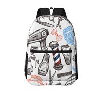 Hnnkloy Barber Shop Monochrome, 17 Inch Backpack With Pockets Casual Daypack Water Resistant School Bag