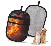 Hnnkloy Basketball Ball On Fire And Water, 2 Pack Pet Hair Removal Gloves For Bed,Carpet,Clothes,Sofa,Static Grooming Glove For Dogs & Cats