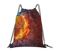 Hnnkloy Basketball Flames And Waterdrops, Drawstring Backpack Unisex Sport Gym Bag Casual Daypack Drawstring Sackpack