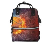 Hnnkloy Basketball Flames And Waterdrops, Large Capacity Mummy Backpack Diaper Bag Travel Backpack for Outdoor