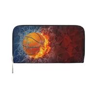 Hnnkloy Basketball Flames and Waterdrops, PU Leather Wallets Large Capacity Clutch Wallet for Men Women